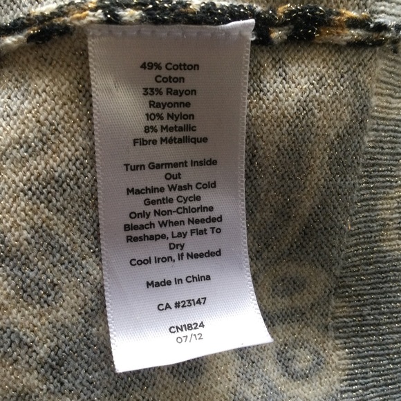 Talbots Gold Metallic Medium Petite Cardigan Holiday Party - Picture 10 of 11